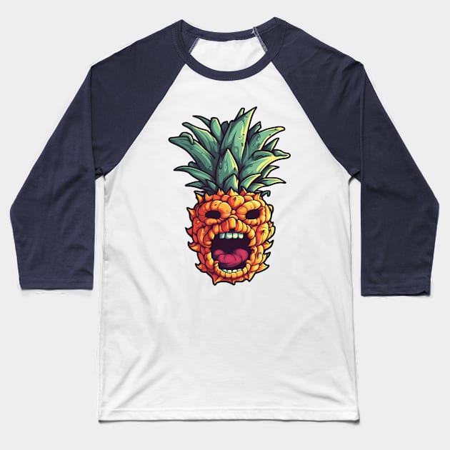 Screaming Pineapple Baseball T-Shirt by NVDesigns